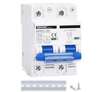 DC Circuit Breaker dz47 2P 125Amp 500V DC MCB Short Circuit Protection Disconnect Switch Isolator for Solar Panel Battery UPS Inverter Photovoltaic PV System