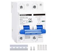 DC Circuit Breaker dz47 2P 80Amp 12V 24V 36V 48V DC MCB Short Circuit Protection Disconnect Switch Isolator for Solar Panel Battery UPS Inverter Photovoltaic PV System