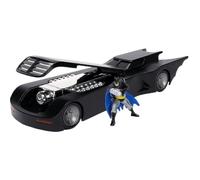 DC Comics 1:24 Batman Animated Series Batmobile Die-cast Car with 2.75"""" Batman Figure Toys for Kids and Adults Black
