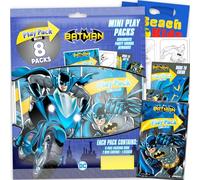 DC Comics 8 Pc Batman Mini Party Favors Set - Bundle with 8 Play Packs with Mini Coloring Books, Stickers, and Goodie Bags | Batman Birthday Party Supplies Decorations