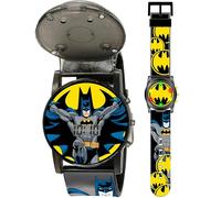 DC Comics Accutime Kids Batman Digital Quartz Watch for Boys, Girls & Adults All Ages, Logo Face Black Strap, Digital