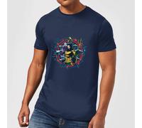 Aquaman Circular Portrait Men's T-Shirt - Navy - L