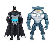 DC Comics Batman 4-inch Bat-Tech Batman and King Shark Action Figures with 6 Mystery Accessories, for Kids Aged 3 and up