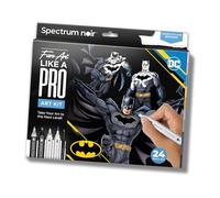 DC Comics Batman Art Colouring Set - Fan-Art Like a Pro Kit by Spectrum Noir -24 Pieces Including Premium Colouring Book, Art Markers & Liner Pens