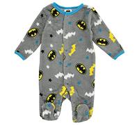 DC Comics Batman Baby Boy Romper with Footie Sleeper Printed Coverall (Grey/Yellow, 6-9 Months)