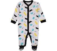 DC Comics Batman Baby Boy Romper with Footie Sleeper Printed Coverall (White/Yellow, 3-6 Months)