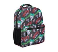 DC Comics Kids Batman Backpack - Batman, Superman, The Joker Superhero Bookbag for Boys Girls Toddlers and Adults, Joker Black, 18 inches x 13 inches x 6 inches