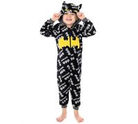 DC Comics Batman Boys Black All-In-One Pyjamas | Cosy Fleece Onesie with Dark Knight Print | Kids Nightwear Sleepsuit | Children's Loungewear | DC Merch - 6-7 Years