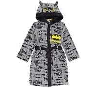 DC Comics Batman Boys Grey Dressing Gown | Cosy Fleece Bathrobe with Pocket | Kids Dark Knight Nightwear | Children's Soft Robe Merch - 10-11 Years