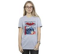 DC Comics Women's Batman Comic Strip Cotton Boyfriend T-Shirt in Grey | Size: Large DC Comics Grey L