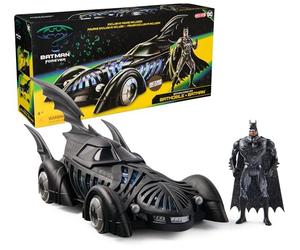 DC Comics, BATMAN FOREVER Batmobile + Batman Action Figure Set, 12.7-cm Retro Batman, Translucent 50-cm Batmobile, Collector’s Edition, For Fans Aged 4+