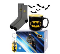 DC Comics Batman Gift For Him - Socks For Men & Mug & Keychain 6.5-10.5 | Birthday Surprise, Crew Length, Cotton Fabric, Boys Fashion, Funny Design
