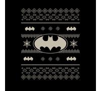 DC Comics Batman Knit Pattern Women's Christmas T-Shirt in Black - L - Black