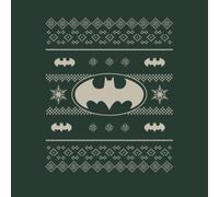 DC Comics Batman Knit Pattern Women's Christmas T-Shirt in Forest Green - L - Forest Green