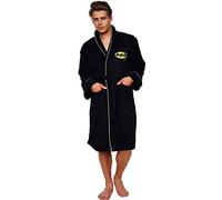 DC Comics Batman Logo Fleece Dressing Gown - Black, For Men and Women, 1 Size Fits All