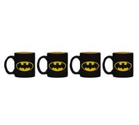 DC COMICS BATMAN LOGO SET OF 4 ESPRESSO MINI COFFEE MUGS CUPS NEW IN GIFT BOX