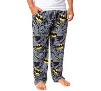 DC Comics Batman Mens' Bat Symbol Icon Retro Character Sleep Pajama Pants, Grey, S