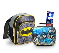 DC Comics Batman Mini Backpack with Lunch Box - Bundle with 12" Mini Backpack with Cape, Lunch Bag, More | Toddler Batman School Bag and Lunchbox Set