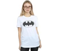 DC Comics Women's Batman One Colour Logo Cotton Boyfriend T-Shirt in White | Size: Medium DC Comics White M
