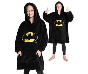DC Comics Batman Oversized Hoodie Blanket Kids and Teens Fleece Hoodie Super Soft Fluffy Blanket Hoodie Official Merchandise Gifts for Boys (Black)