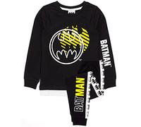 DC Comics Batman Pyjamas Boys | Kids Black Yellow Bat Logo T-Shirt Long Length Bottoms | Childrens Dark Knight Movie Merchandise 3-4 Years