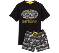 DC Comics Batman Pyjamas For Men | Short OR Long Leg Bottom Options Camo PJS | Adults Superhero Black T-Shirt & Adjustable Drawstring Loungepants Gift