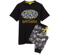 (Small) DC Comics Batman Short Sleeve Long Leg Pyjama Set (Mens Black)
