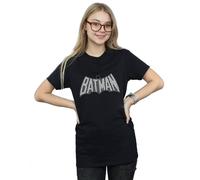 Dc Comics Batman Retro Crackle Logo Cotton Boyfriend T-Shirt In Black Black