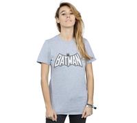 Dc Comics Batman Retro Crackle Logo Cotton Boyfriend T-Shirt In Grey Grey