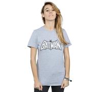 Dc Comics Batman Retro Crackle Logo Cotton Boyfriend T-Shirt In Grey Grey