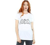 Dc Comics Batman Retro Crackle Logo Cotton Boyfriend T-Shirt In White White