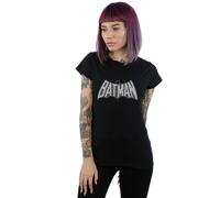 DC Comics Women's Batman Retro Crackle Logo Cotton T-Shirt in Black | Size: Large DC Comics Black L