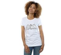 DC Comics Women's Batman Retro Crackle Logo Cotton T-Shirt in White | Size: Small DC Comics White S