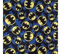 DC Comics Batman Signal Overlay Cotton Fabric Sold by Half Metre 100% Cotton 110cm Wide Genuine Licensed Craft Fabric Material for Children Dressmaking, Quilting