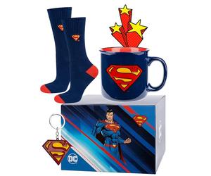 DC Comics Batman Superman Mens Socks + Mug + Keychain Funny Gifts Men Cotton Sock Funky Gift 6.5-10.5 Superman