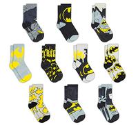 DC Comics Batman Superman Wonder Woman Flash Boys Socks, 10-Pack, Toddler to Big Kid, Ages 2-10, Batman, Superman, Wonder Woman, Flash, Crew Length, Unisex, Athletic Socks