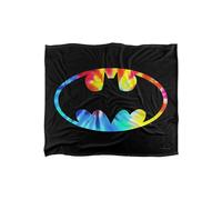 DC Comics Batman Tie Dye Batman Logo Blanket 152 x 127 cm in White DC Comics White 152 x 127 cm