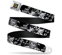 DC Comics Belt, Seatbelt Buckle Belt, Batman The Dark Knight and Joker Smiling Close Up Black, Adjustable, Black, 1.5" Wide - Fits Pant Size 32-52