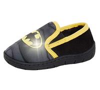 DC Comics Boys Batman Light Up Slippers Kids Flashing Slip On Fleece Warm Lined House Shoes