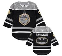 DC Comics Boys Batman Long Sleeve Hockey Jersey Boys 4-20 Sizes Batman Long Sleeve Hockey Jersey 4-20 Sizes, Black/Grey, 6-7