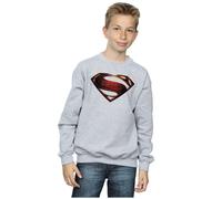 DC Comics Boy's Justice League Movie Superman Emblem Sweatshirt in Grey | Size: 5-6 Years DC Comics Grey 5-6 Years