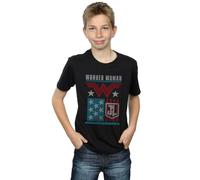 DC Comics Boy's Justice League Movie Wonder Woman Flag T-Shirt in Black | Size: 5-6 Years DC Comics Black 5-6 Years