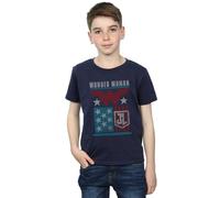 DC Comics Boy's Justice League Movie Wonder Woman Flag T-Shirt in Navy | Size: 9 Years DC Comics Navy 9 Years