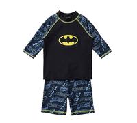 DC Comics Boys Kids Batman Swim Set, 2 Piece Set comprising Short Sleeve Top and Trunks, Black, Age 4-10 Years