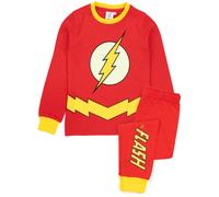 DC Comics Boy's Kids Long Sleeve Long Leg Pyjama Set (Boys Red) in Red | Size: 13-14 Years DC Comics Red 13-14 Years