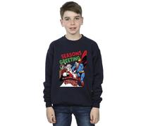DC Comics Boy's Superman Santa Comic Sweatshirt in Navy | Size: 5-6 Years DC Comics Navy 5-6 Years