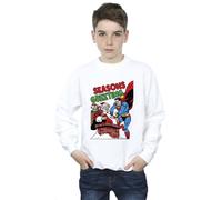 DC Comics Boy's Superman Santa Comic Sweatshirt in White | Size: 12-13 Years DC Comics White 12-13 Years