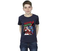 DC Comics Boy's Superman Santa Comic T-Shirt in Navy | Size: 5-6 Years DC Comics Navy 5-6 Years