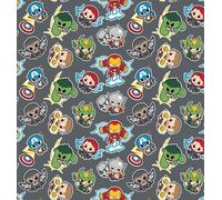 DC Comics Fabric DC Comics Avengers Assemble Super Heroes Kawaii (Grey, 1 Metre)