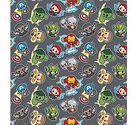 DC Comics Fabric - VISF254 DC Comics Heroes Kawaii Grey - by 0.5 Metre - 100% Cotton